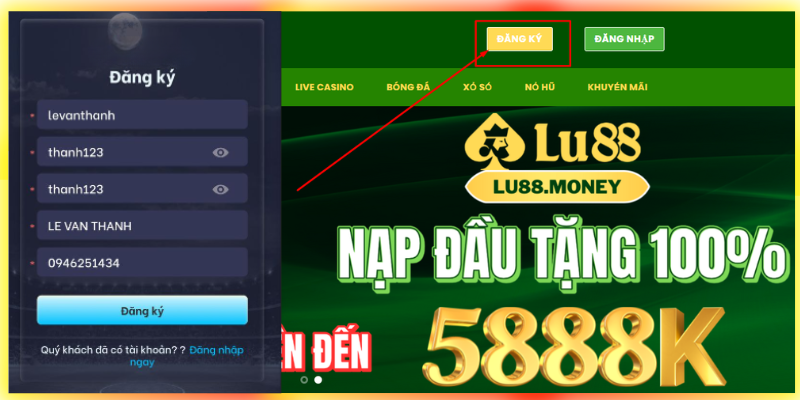 Hướng dẫn đăng ký tại trang chủ LU88